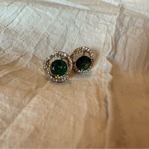 Swarovski Green and Gold Crystal Earrings
